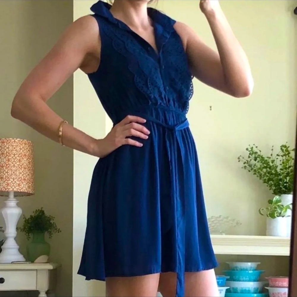 Ya Navy Ruffle Dress - Picture 2 of 11